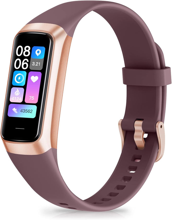 Zeacool Fitness Tracker Smart Watch – 24/7 Heart Rate, Blood Oxygen & Blood Pressure Monitor, Sleep Tracking, 5 ATM Waterproof, Step & Calorie Counter (Bordeaux)