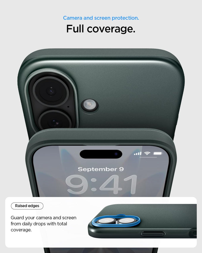 Spigen for iPhone 17 Case, Thin Fit MagFit [TPU Covered Camera Control] [Compatible with MagSafe] - Abyss Green