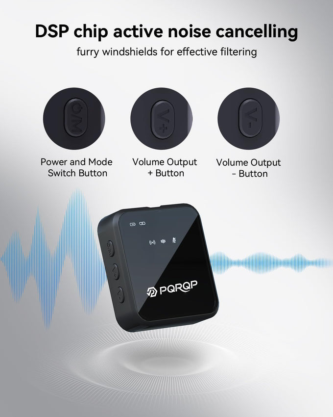 PQRQP 3 in 1 Microphone for iPhone/Android/Camera, Wireless Microphones, 328ft Transmission, 18H Battery Life, Mini Microphone for Record Interview, Vlogs, Tiktok, Bags & Cases