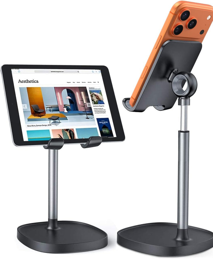 LISEN Cell Phone Stand Adjust for iPhone Phone Holder for Desk Recording, Gifts Women Office Desk Accessories PC Gaming Essentials Kitchen Gadgets Fit OtterBox Case Switch iPad Air Tablet 4-10 in
