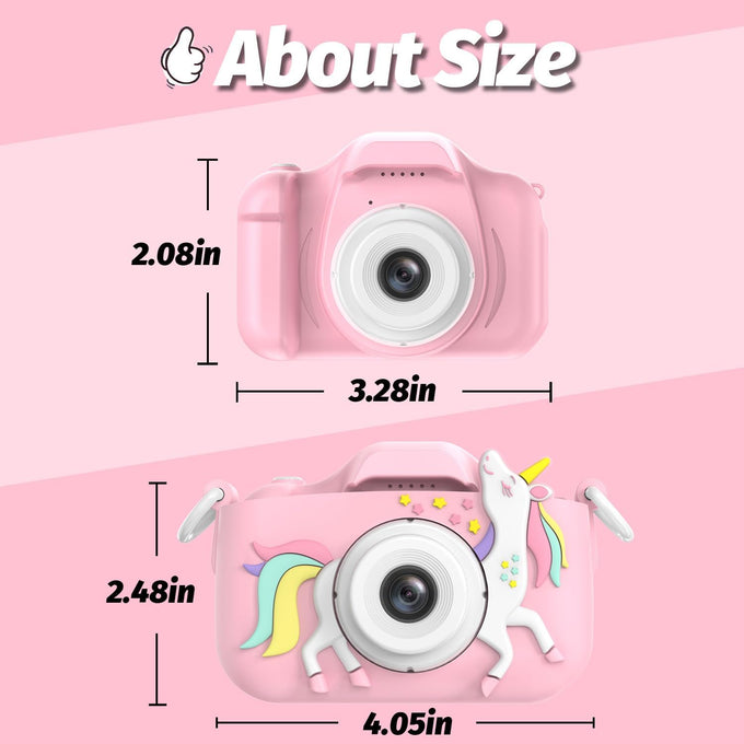 Goopow Kids Camera Toys for 3-8 Year Old Girls Boys,Children Digital Video Camcorder Camera with Cartoon Soft Cover, Best Chritmas Birthday Festival Gift for Kids - 32G SD Card Included