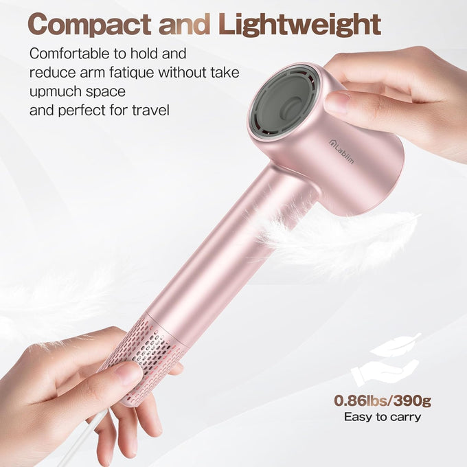 Hair Dryer, High-Speed Ionic Low Noise Blow Dryer with Brushless Motor for Fast Drying, Thermo-Control Quiet Compact Hair Blow Dryer, Hairdryer with 1 Nozzle Attachments for Home Salon Travel