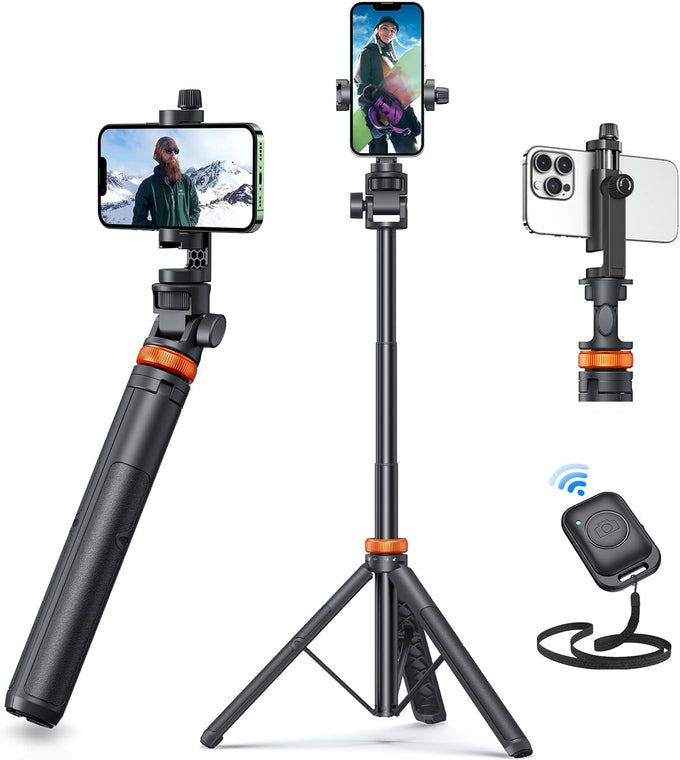 EUCOS 62” Phone Tripod & Selfie Stick – Extendable Stand with Remote, Compatible with iPhone & Android