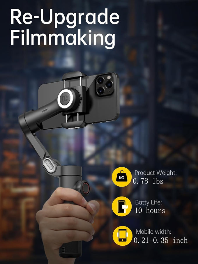 AOCHUAN Phone Gimbal Stabilizer 3-Axis Smartphone Foldable Handheld Gimbal for iPhone with Focus Wheel TikTok YouTube Vlog Stabilizer for iPhone16 15 14 13 12 Pro Max Android-Smart XE