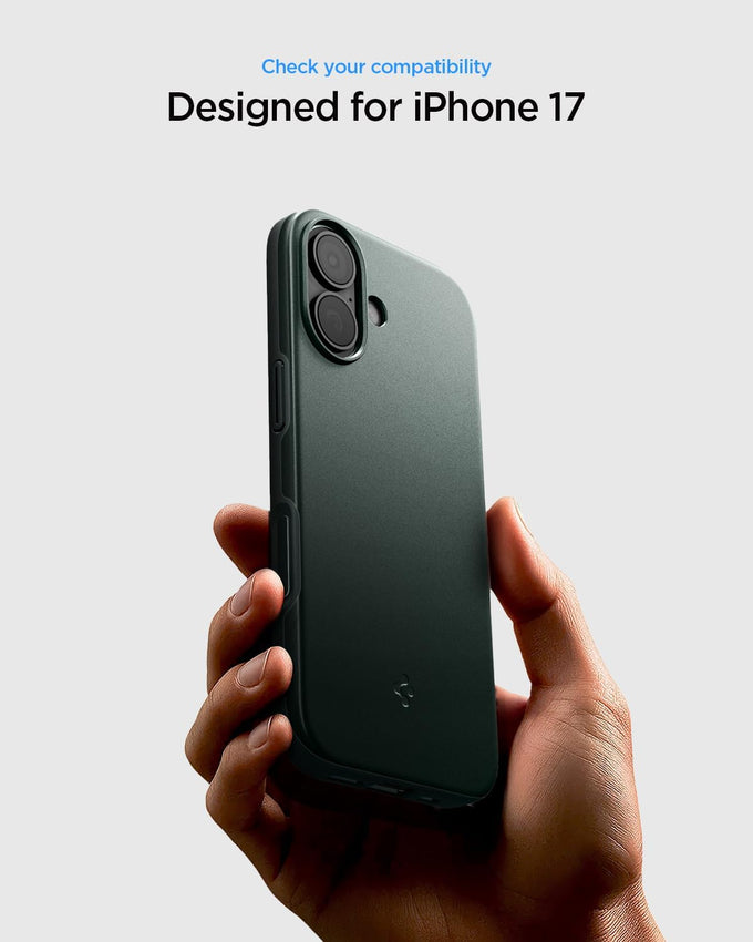 Spigen for iPhone 17 Case, Thin Fit MagFit [TPU Covered Camera Control] [Compatible with MagSafe] - Abyss Green