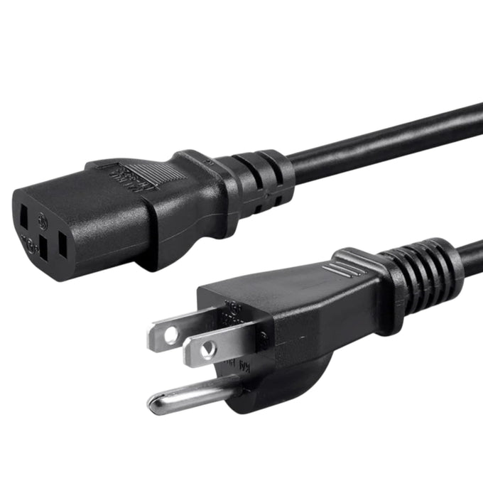 Standard 5ft (1.5m) 10 Amps 250 Volts Black 3 Prong AC Power Cord Cable for Electronics, TV, Computer, Printer, Radio, Monitor, Samsung, Dell, Vizio, LG, Asus, Laptop and More