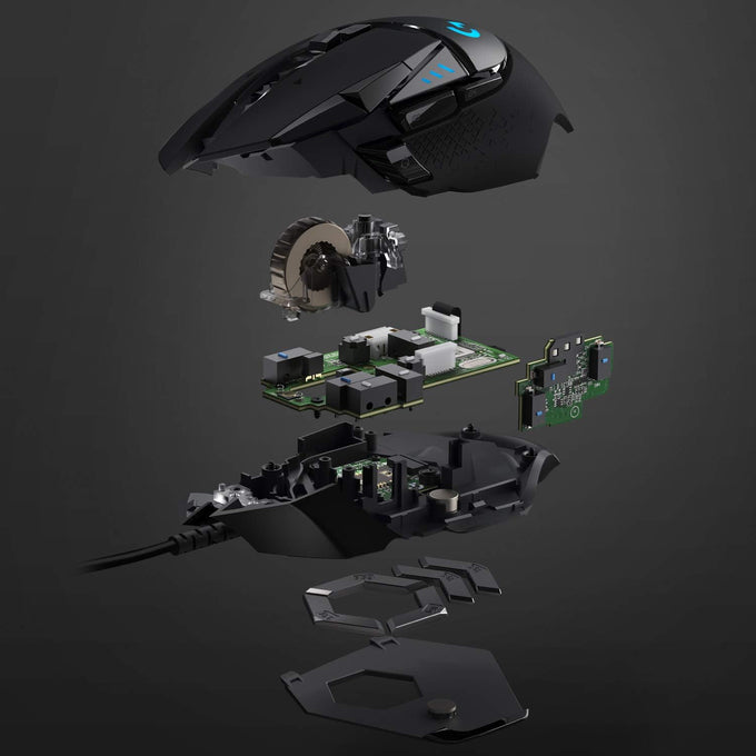 Logitech G502 Hero High Performance Wired Gaming Mouse, Hero 25K Sensor, 25,600 DPI, RGB, Adjustable Weights, 11 Buttons, On-Board Memory, PC/Mac