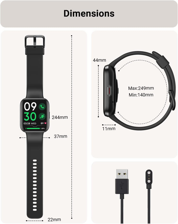 Tensky Smart Watch for Men/Women Android & iPhone, Alexa Built-in, 1.8" Touch Screen Fitness Tracker with Answer/Make Calls, 3ATM Waterproof Heart Rate/Sleep/SpO2 Monitor, Pedometer, 100+ Sport Modes