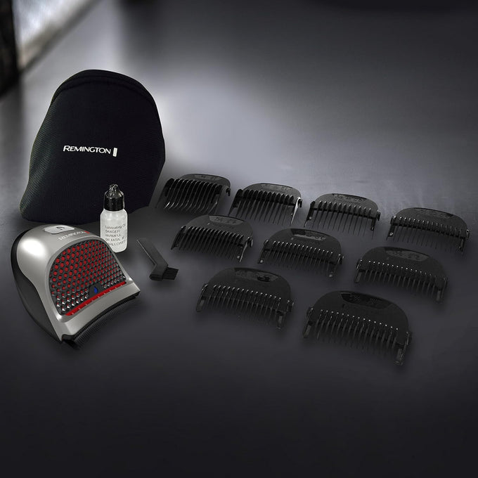Remington Shortcut Pro Self-Haircut Trimmer Kit, Waterproof Cordless Electric Razor for Head, Beard, and Body, Curved Blades and 9 Trimmer Lengths, Head Shaver, 5-Minute Quick-Charge, 14-Piece Set