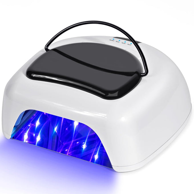 Professional Rechargeable 96W UV LED Nail Lamp,Cordless Nail Dryer with 4 Timer Settings,Portable Design & Auto Sensor,Fast Curing Lamp for Salon & Home(White+Black)