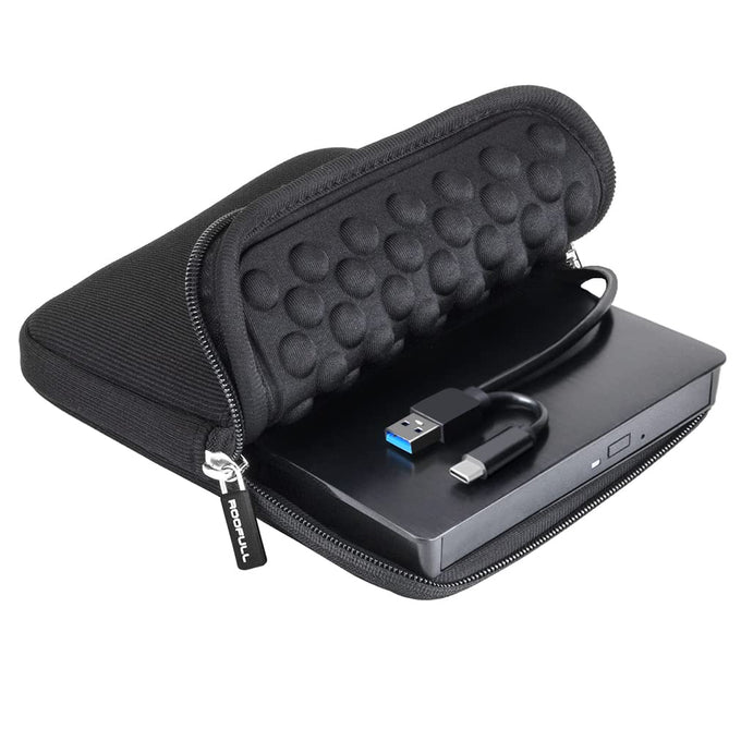 ROOFULL External CD DVD +/-RW Drive for Laptop Mac, USB 3.0 & USB-C CD DVD Disc Reader Writer Burner CD-ROM Portable DVD Player with Carrying Case for Windows 11/10 PC MacBook Pro Linux Computer