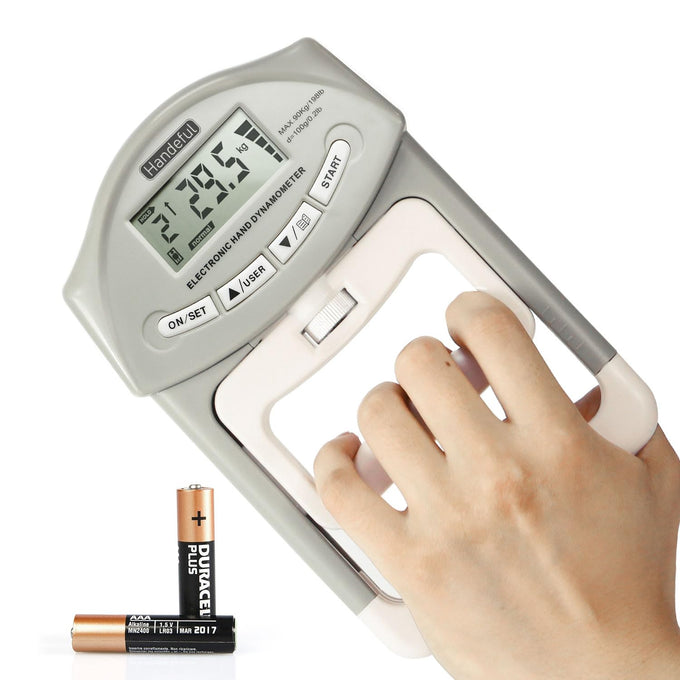 Handeful Grip Strength Tester Trainer - Dynamometer Handgrip Measurer Meter, Handheld Strengthener Exerciser for Sports, School, and Home Use