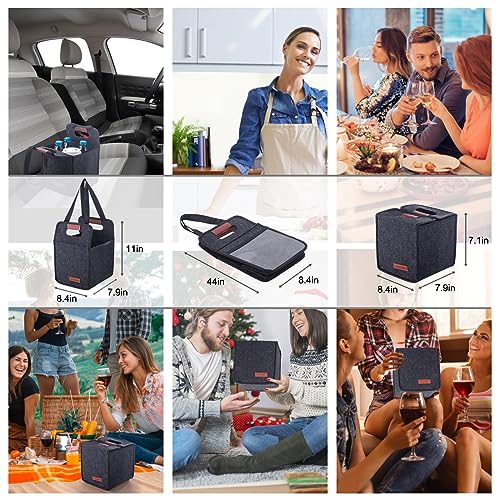 Foyego 4 Cup Drink Carrier with Handle, Reusable Insulated Drink Caddy Drink Holder for Car, Folding Portable Coffee Cup Holder Bag for Travel and Delivery