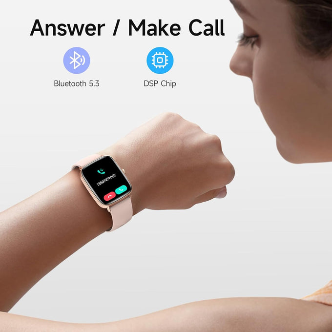 Smart Watch for Women, 1.85" HD Smartwatch Compatible iPhone/Samsung/Android (Answer/Make Calls), 100+ Sport Modes Fitness Tracker with Heart Rate/Sleep/SpO2 Monitor, IP68 Waterproof, with 2 Bands