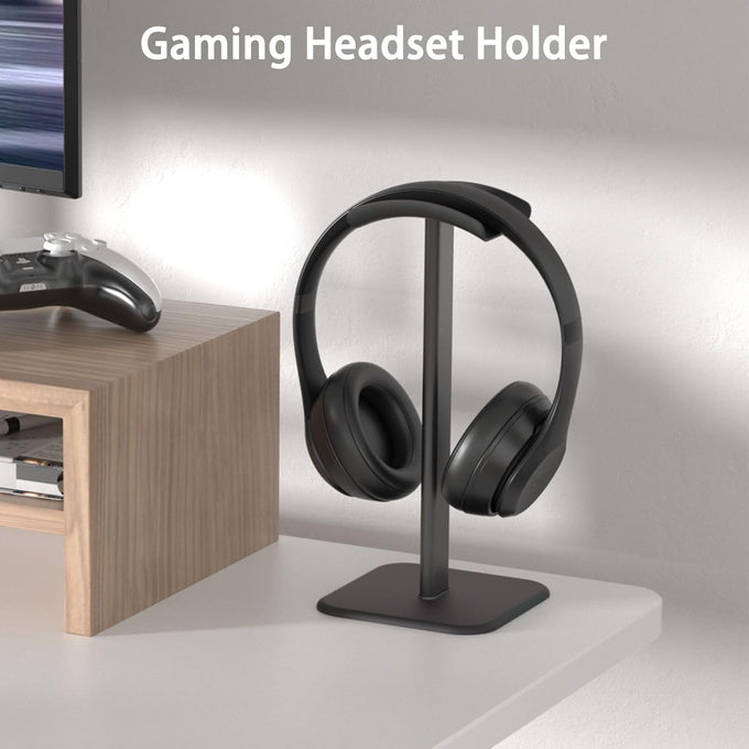 Headphone Stand for Desk - Headset Stand with Aluminum Hanger and Plastic Headrest, Headphone Holder for AirPods Max, Sony, Bose, Beats and More (Black)
