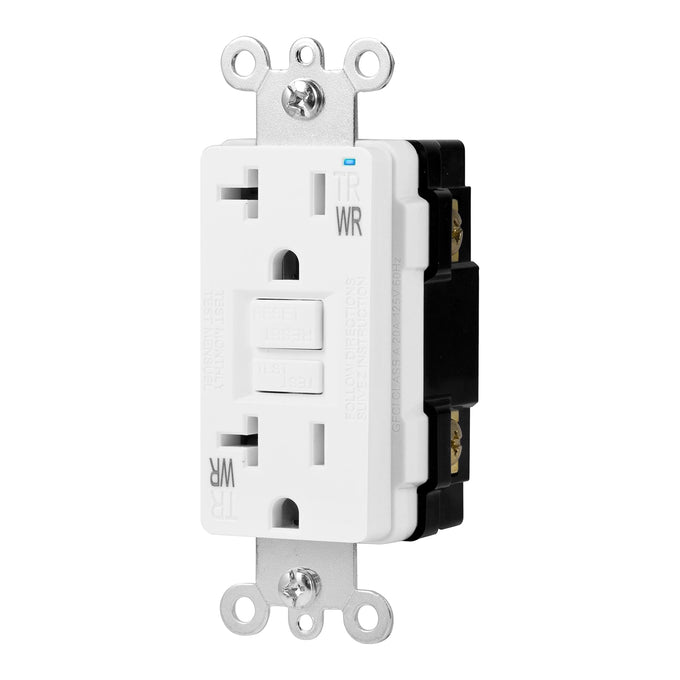 Basics Weather-Resistant Tamper-Resistant GFCI Receptacle with LED Indicator, Self-Test Feature, Ground Fault Circuit Interrupter for Indoor or Outdoor Use, 20 Amp, White