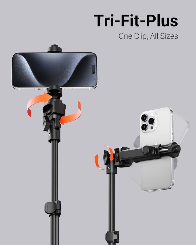 66" Phone Tripod, Tripod for iPhone with Remote & Ultimate Phone Mount, Extendable Selfie Stick Cell Phone Tripod Stand for Video Recording, Compatible for iPhone/Android/Camera, Light Stand
