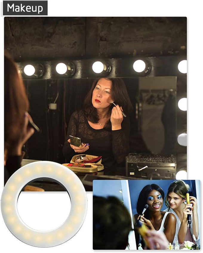 XINBAOHONG Selfie Ring Light Rechargeable Portable Clip-on Selfie Fill Light with 40 LED for Smart Phone Photography, Camera Video, Girl