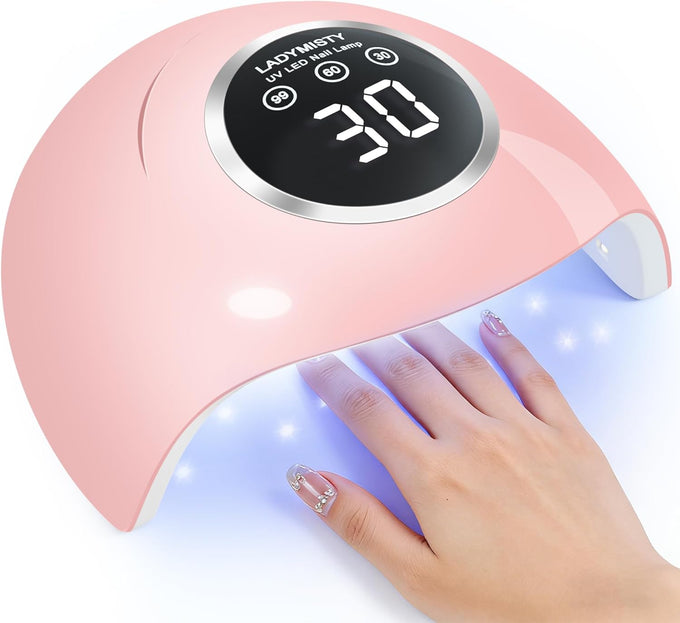72W UV LED Nail Lamp, 2026 New Upgrade UV Light for Gel Nails with 18 Beads, 3 Timer Nail Dryer, LCD Display, Auto Sensor, Professional Nail Lamps for Gel Polish – Best Gifts, Pink Lamp