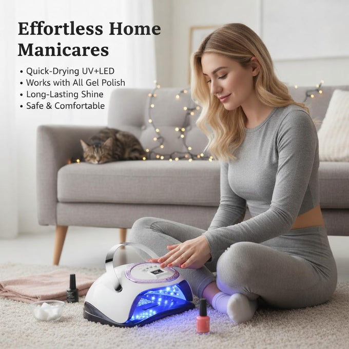 Professional UV LED Nail Lamp, 66 LEDs Nail Dryer with Smart Sensor, Digital Display & 4 Timers, Fast Curing for Gel Polish, Rhinestone Glue, Solid & Liner Gel, for Home & Salon Use