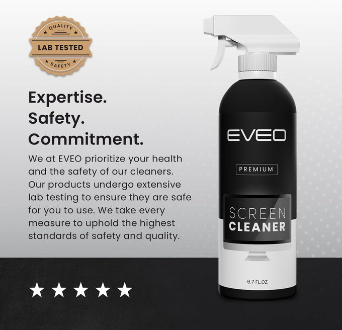 EVEO® Screen Cleaner Spray Kit (Streak-Free) TV Screen Cleaner for Smart TV, Lcd, LEd, Oled | Computer Screen Cleaner Spray and Wipe Microfiber Cloth - TV, Monitor, Laptop, iPad, Car - 6.7oz 1 Pack