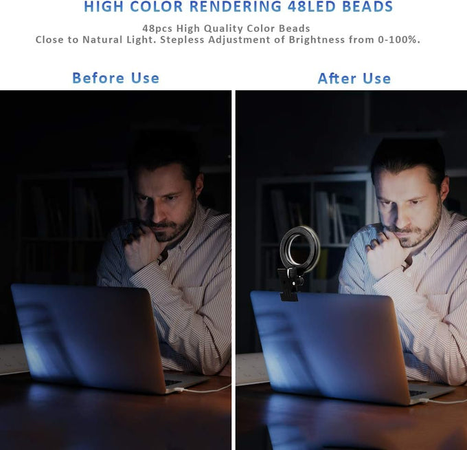 Cyezcor Video Conference Lighting Kit, Ring Light for Monitor Clip On,for Remote Working, Distance Learning,Zoom Call, Self Broadcasting and Live Streaming, Computer Laptop Video Conferencing