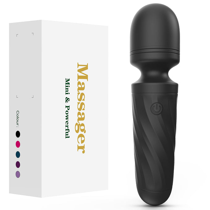 Handheld Personal Mini Massager Tool– Waterproof, USB Rechargeable, 10 Vibration - Perfect on Back Legs Hand Pains and Sports Recovery(Black)