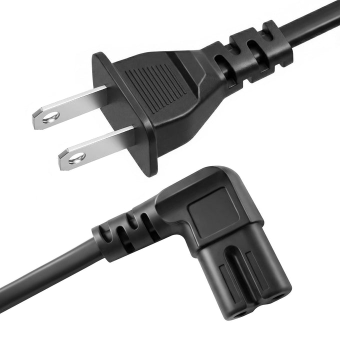 AC 90 Degree Right Angle 2 Prong TV Power Cord Replacement 5ft L Shaped Angled IEC C7 TV Cable for Samsung, LG, TCL, Hisense, Sony, Vizio, Insignia, Sharp, Toshiba