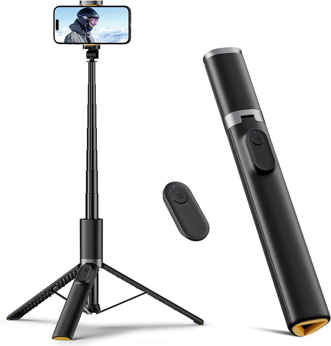 TODI 63” Selfie Stick Tripod for Phone – Extendable Stand with Wireless Remote, Compatible with iPhone & Android