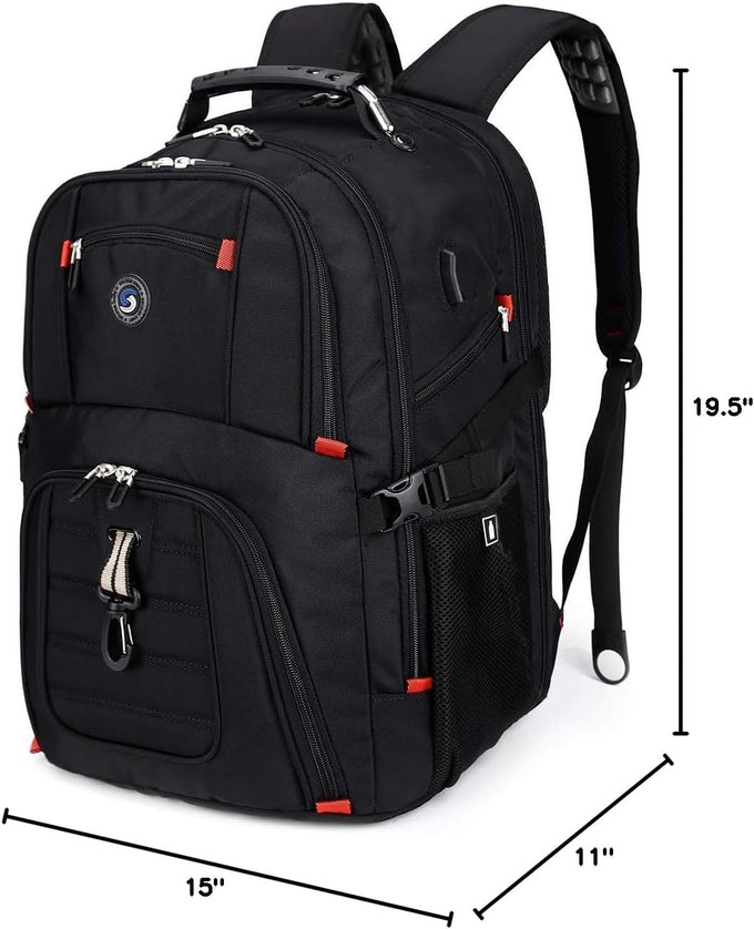 SHRRADOO Extra Large 50L Travel Laptop Backpack with USB Charging Port, College High School Backpack Airline Approved Business Work Bag Fits 17 Inch Computer for Men Women