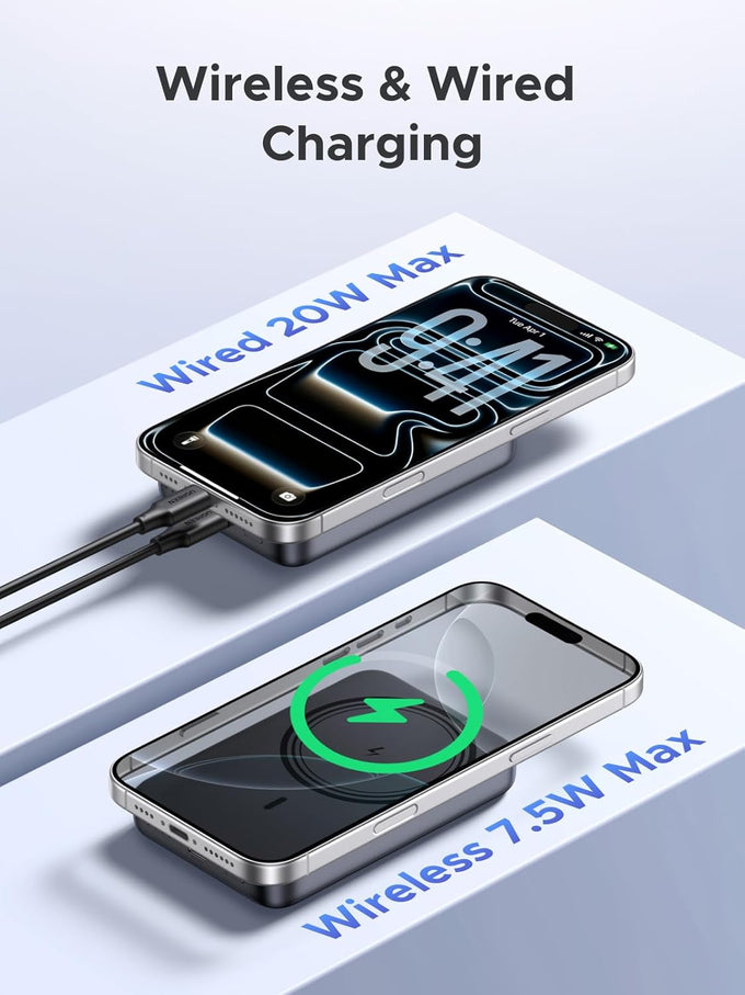 UGREEN Magnetic Power Bank,10,000mAh Wireless Portable Charger, PD 20W Fast Charging Battery Pack with USB-C for Magsafe, iPhone 17/17 Pro/17 Air/17 Pro Max/16/16 Pro/16 Pro Max, iPhone15/14/13 Series