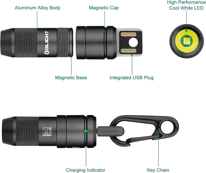 OLIGHT IMINI 2 EDC Rechargeable Keychain Flashlight, 50 Lumens Compact and Portable Mini LED Keyring Lights with Built-in Battery Ideal for Everyday Carry and Emergencies (Black)