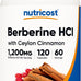 Nutricost Berberine HCl with Ceylon Cinnamon Capsules 120 Count