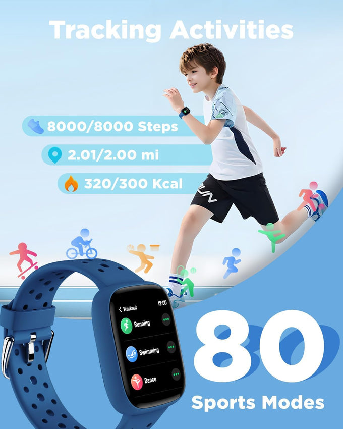 Bigger five kids smartwatch no app needed fitness tracker blue