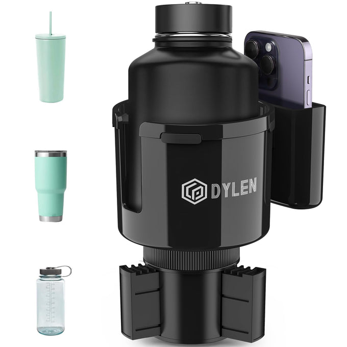 DYLEN Car Cup Holder Expander, Cup Holder Extender Adapter for Car with Expandable Base, Fits Yeti 20/26/30/46oz, Hydroflask 32/40oz, Large Water Bottles in 2.8"-4.2" (16-46oz)