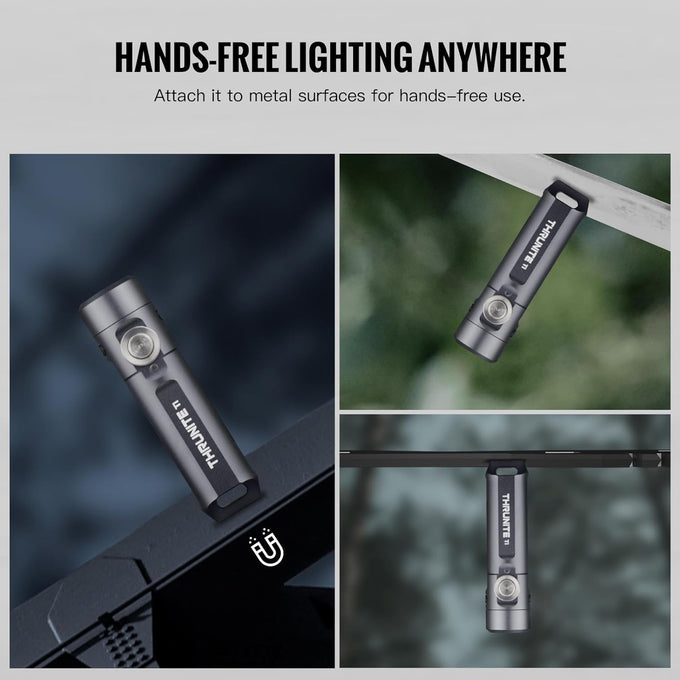 ThruNite Ti Mini Keychain Flashlight, USB-C Rechargeable EDC Pocket Light, Bright 650 Lumens Small Keychain Gadget for Camping, Everyday Carry, Indoor Outdoor Use (Grey Cool White)