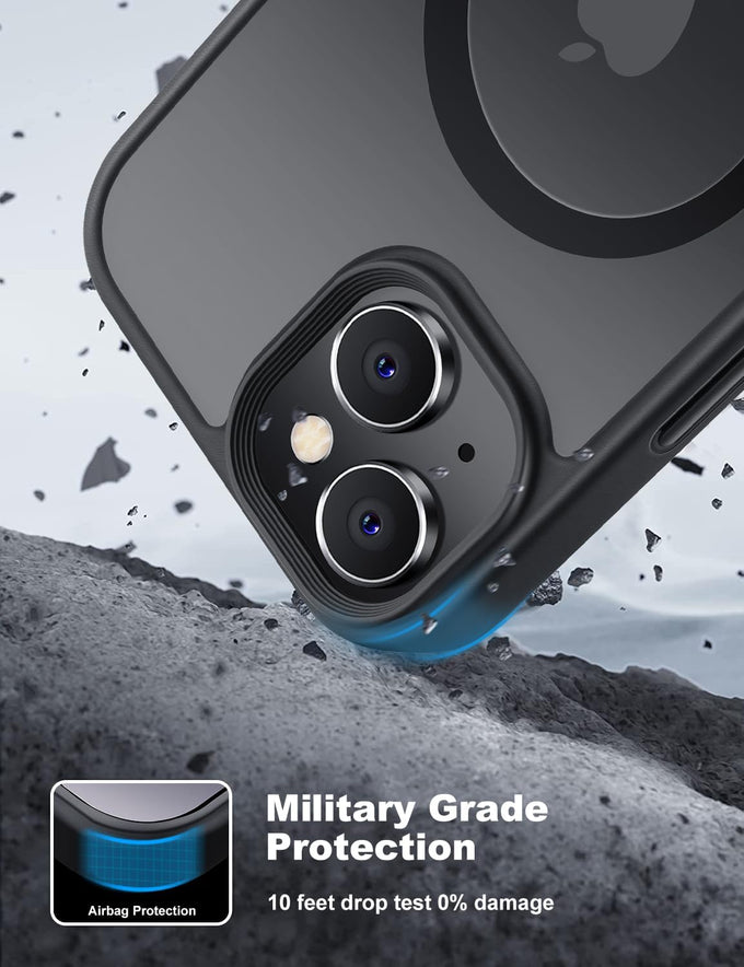 Tigowos Magnetic for iPhone 15 Case Drop Resistant Matte Skin Feeling Back Cover Shockproof Slim Fit for iPhone 15 Phone Case，Matte Black