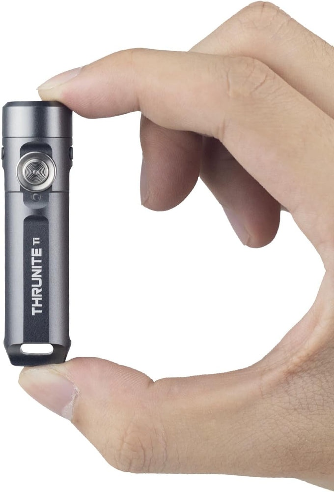 ThruNite Ti Mini Keychain Flashlight, USB-C Rechargeable EDC Pocket Light, Bright 650 Lumens Small Keychain Gadget for Camping, Everyday Carry, Indoor Outdoor Use (Grey Cool White)