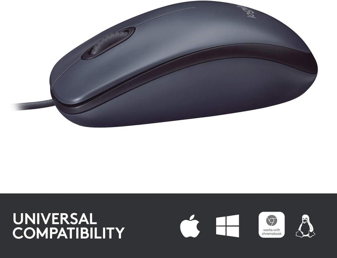 Logitech B100 Wired Mouse for Computer and Laptop, USB Corded Mouse, Right or Left Hand Use - Black