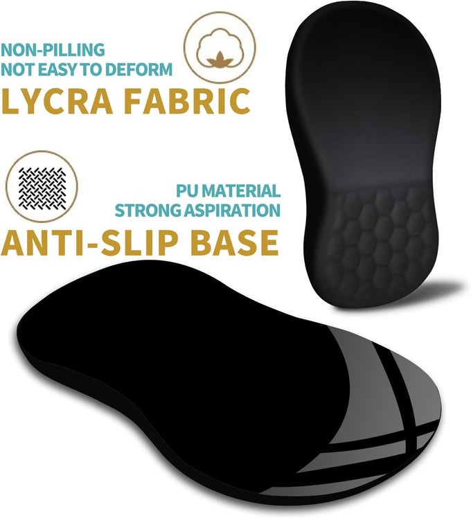 Hokafenle Ergonomic Mouse Pad with Wrist Support & Massage Design – Memory Foam Gel, Non-Slip PU Base, Smooth Surface for Office & Gaming (12×8 in, Black)