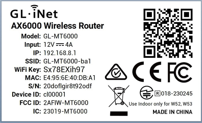 GL.iNet GL-MT6000 (Flint 2) WiFi 6 High Speed Gaming Routers for Wireless Internet, 2 x 2.5G Ethernet Ports for Fiber Optic Modem, Long Range Computer VPN WiFi Router, Home & Business