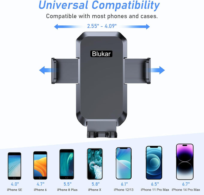 Blukar Car Phone Holder Mount, Super Stable Air Vent Cell Phone Car Mount with 2025 Metal Hook Clip, 360° Rotation,One Button Release for iPhone, Galaxy, Google, and All Other Smartphones