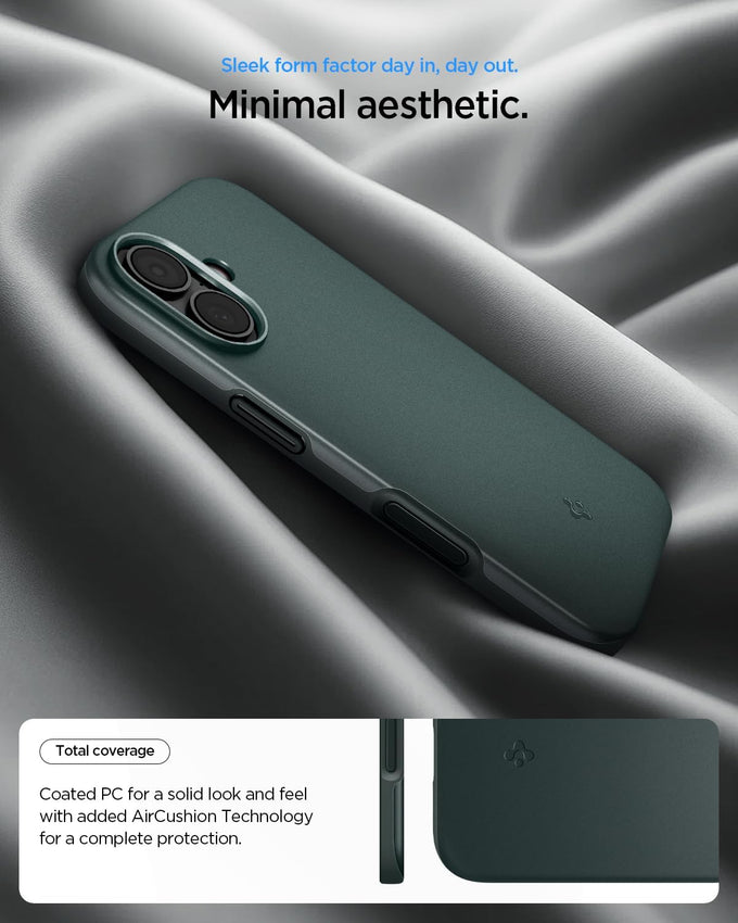Spigen for iPhone 17 Case, Thin Fit MagFit [TPU Covered Camera Control] [Compatible with MagSafe] - Abyss Green