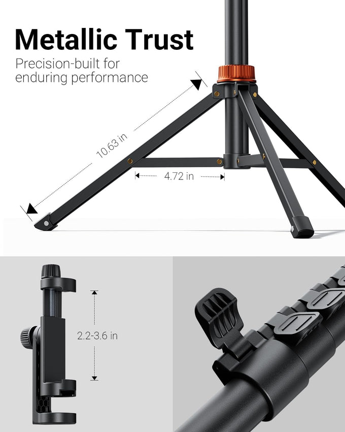 66" Phone Tripod, Tripod for iPhone with Remote & Ultimate Phone Mount, Extendable Selfie Stick Cell Phone Tripod Stand for Video Recording, Compatible for iPhone/Android/Camera, Light Stand