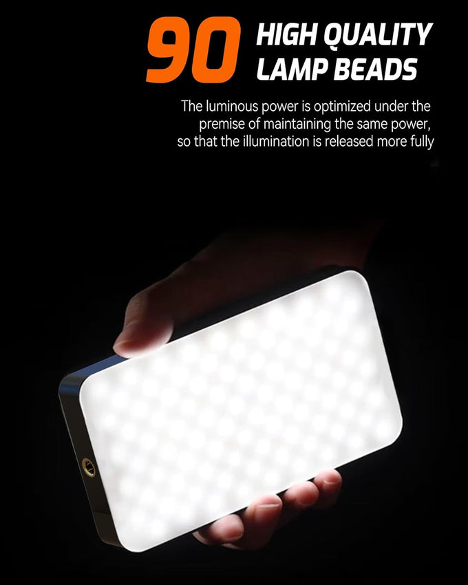 Portable Selfie Light for iPhone: 90 LED Rechargeable Phone Fill Lights, Ring Light for Camera Picture, Makeup Photo, Video Conferences, Laptop Use, Zoom Meetings, TikTok, Vlog Photography