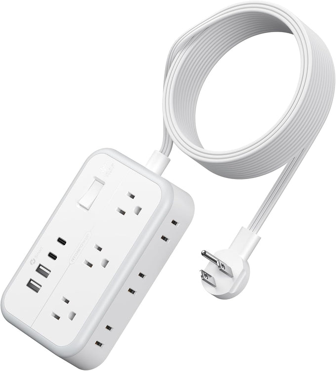 Extension Cord 15 ft, Power Strip with 6 Outlets 4 USB Charger(2 USB C Port), Flat Plug Outlet Extender Long Cord, Protection for Indoor, Home, Office Supplies, Dorm Room Essentials
