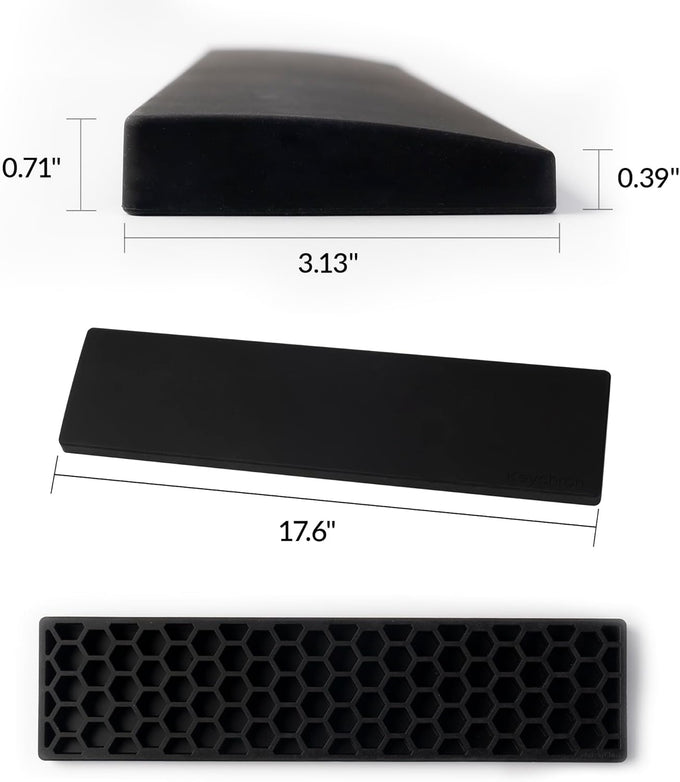 Silicone Wrist Rest for Keychron K10 Pro / K10 Max/ K10 HE / Q6 / Q6 Pro / Q6 Max / Q6 HE / V6 / V6 Max, 17.6" Non-Slip Palm Rest, 100% Full-Sized Mechanical Keyboards Support with Typing Pain Relief