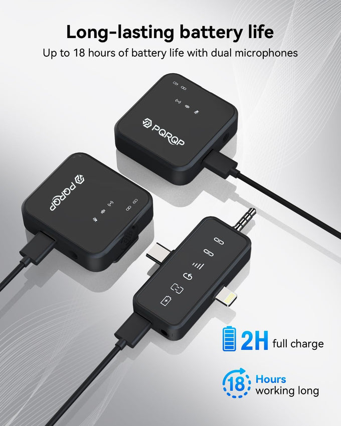 PQRQP 3 in 1 Microphone for iPhone/Android/Camera, Wireless Microphones, 328ft Transmission, 18H Battery Life, Mini Microphone for Record Interview, Vlogs, Tiktok, Bags & Cases