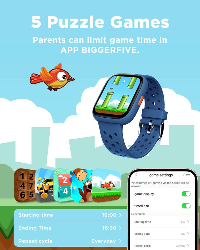 Bigger five kids smartwatch no app needed fitness tracker blue