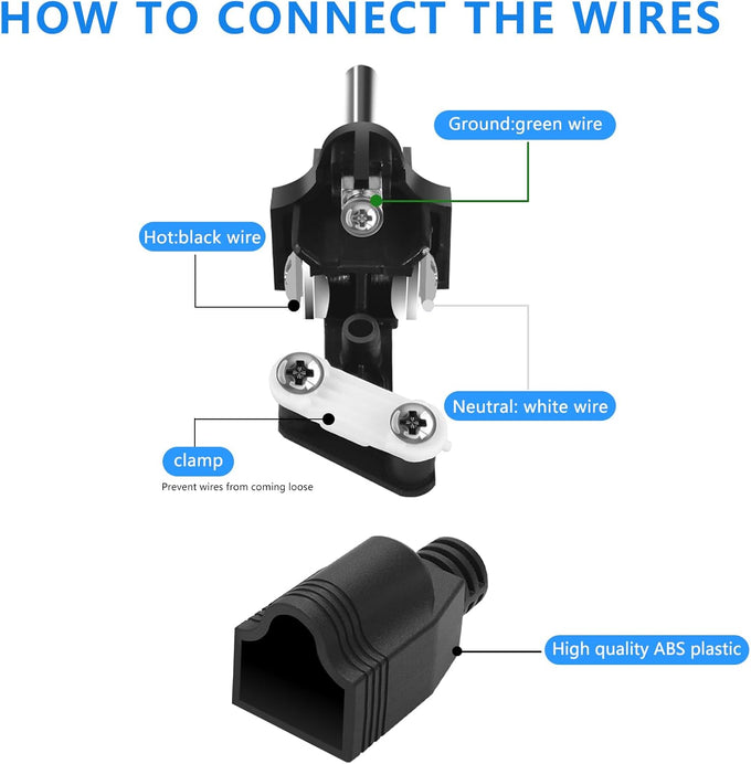 Replacement Plugs, 3 Pack 3 Prong Replacement Plug with 1 Screwdriver, Extension Cord Ends, ReplacementPlug 3 Prong , Neutral Ground Bonding Plugg, 3 Wire 15A 125V Male Plug, Black